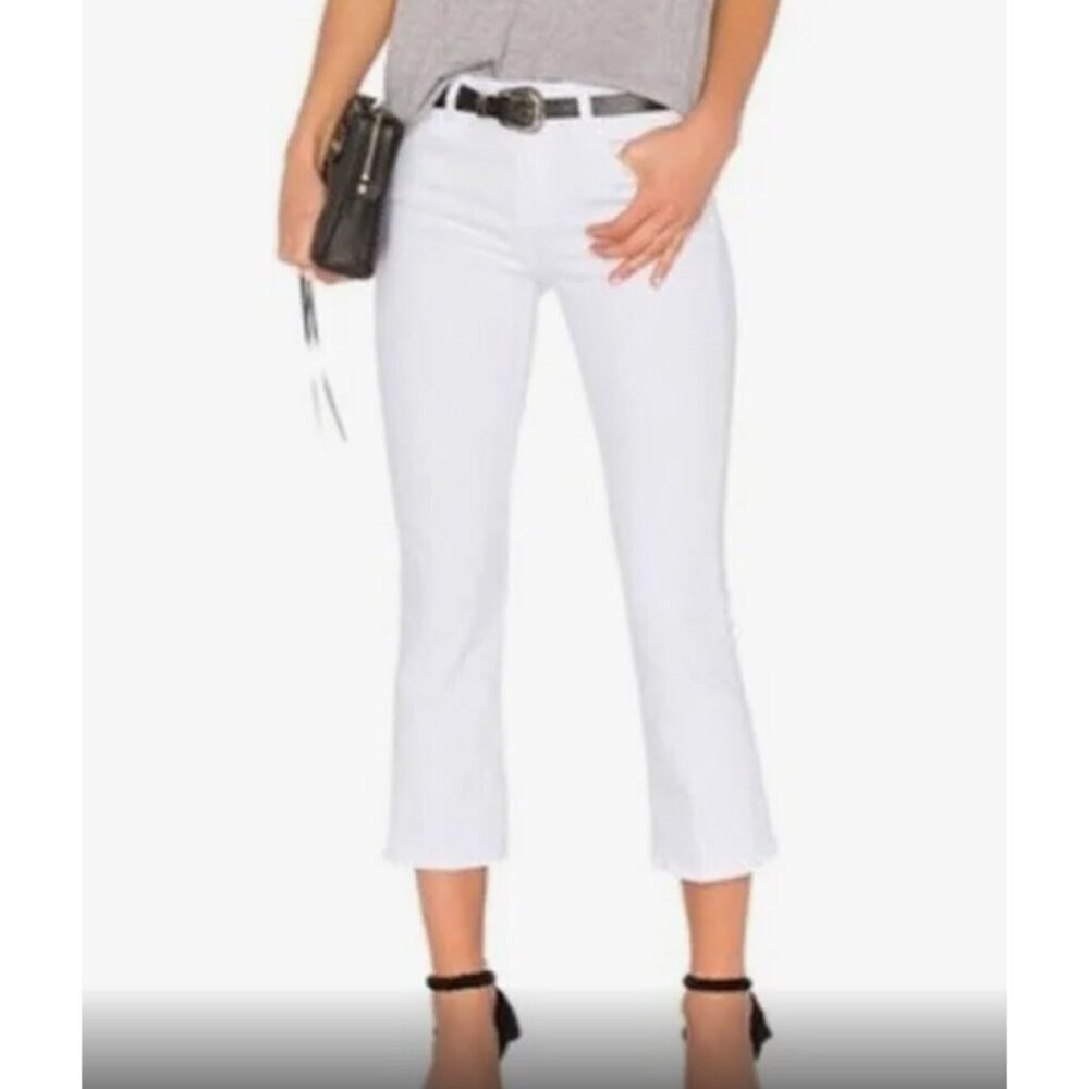 L'Agence Jeans Women’s Size 29 Charlotte White Mid Rise Crop Flare Denim Stretch